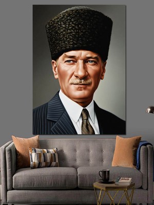 Artmeg Mustafa Kemal Atatürk Portresi Dekoratif Kanvas - Mdf Ahşap Tablo
