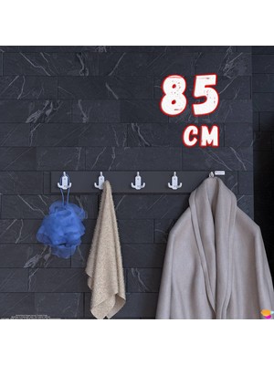 Modilayn Arı Serisi 15 Kancalı Banyo Askısı - 5'li Set (81,4x9,6 Cm) | Ekstra Düzen ve Yer Tasarrufu