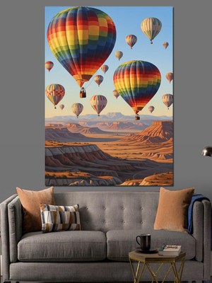 Tablomega Kapadokya Uçan Sıcak Balonlar Dekoratif Kanvas - Mdf Ahşap Tablo