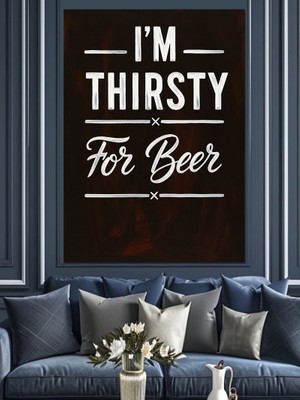 Artmeg Bira Yazılı Siyah Tabela Dekoratif Kanvas - Mdf Ahşap Tablo