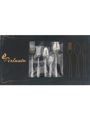 Mivexa Outdoor Outlet Pırlanta 30 Parça 6 Kişilik Çatal Kaşık Takımı 30 Parça Kutulu Hediyelik Çeyizlik Takım