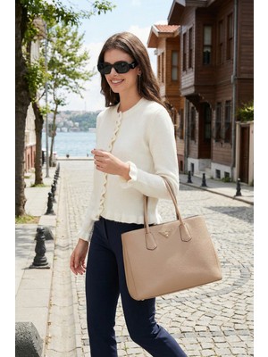 Lela Premium Pile Detaylı Regular Fit Yuvarlak Yaka Triko Hırka Bayan Hırka 680HI00038