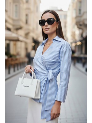 Lela Pamuklu Regular Fit Uzun Kollu Bağlama Detaylı Gömlek Bayan Gömlek 65200538