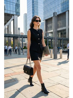 Lela Pamuk ve Yün Karışımlı Slim Fit Bisiklet Yaka Tüvit Yelek Bayan Yelek 611YE00059