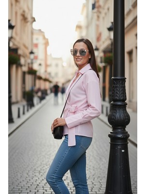 Lela Pamuklu Regular Fit Uzun Kollu Bağlama Detaylı Gömlek Bayan Gömlek 65200538