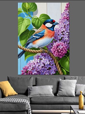 Artmeg Dalda Duran Renkli Kuş Dekoratif Kanvas - Mdf Ahşap Tablo