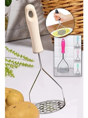 Mivexa Outdoor Outlet Plastik Saplı Delikli Metal Paslanmaz Patates Muz Yumurta Ezici Püre Yapıcı
