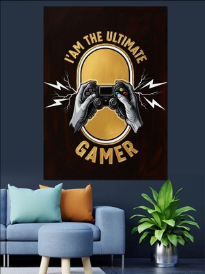 Artmeg Gamer Kuru Kafa Illüstrasyonu Dekoratif Kanvas - Mdf Ahşap Tablo