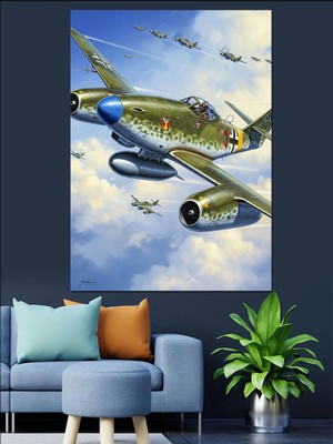 Karizma Tablo Uçan Savaş Uçağı Dekoratif Kanvas - Mdf Ahşap Tablo