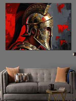 Spartalı Asker Profil Çizimi Dekoratif Kanvas - Mdf Ahşap Tablo
