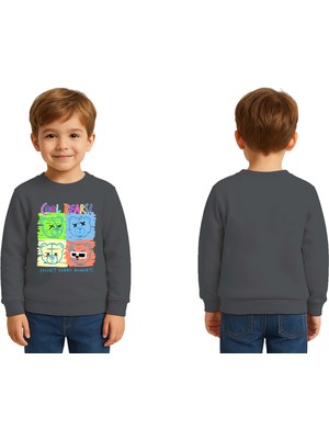 Sedirli Unisex Ayıcık Bear Baskılı Çocuk Swaetshirt 3 Iplik Şardonlu