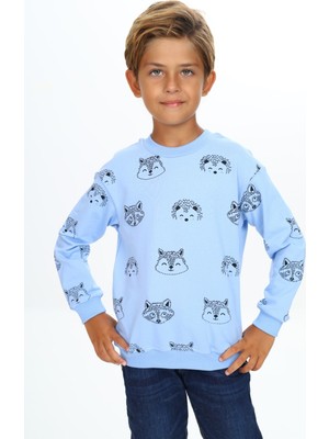 Toontoy Erkek Çocuk Relax Fit Kapüşonlu Cepli Hafif Düşük Omuz Nakışlı Sweatshirt