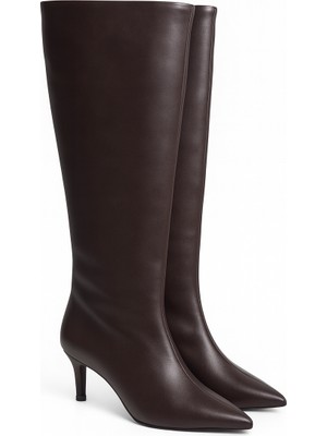 Giydim Gidiyor Luxewarm Ince Topuklu Çizme Kahverengi