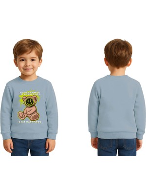 Sedirli Unisex Ayıcık Bear Baskılı Çocuk Swaetshirt 3 Iplik Şardonlu
