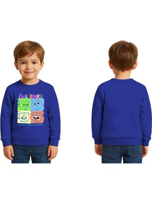 Sedirli Unisex Ayıcık Bear Baskılı Çocuk Swaetshirt 3 Iplik Şardonlu