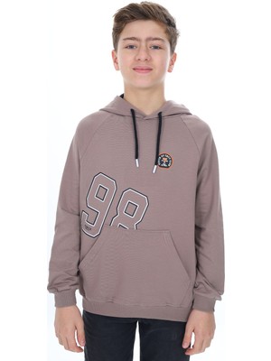 Toontoy Erkek Çocuk Relax Fit Kapüşonlu Cepli Hafif Düşük Omuz Baskılı Sweatshirt