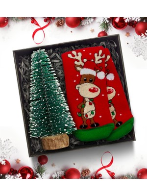 As Gift Yılbaşı Temalı Kişiye Özel  Mini Çam Ağacı & Yılbaşı Temalı Çorap Hediye Seti