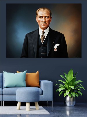 Artmeg Mustafa Kemal Atatürk Portresi Dekoratif Kanvas - Mdf Ahşap Tablo