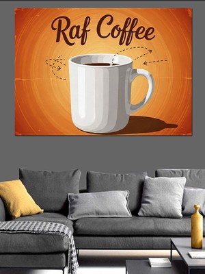 Artmeg Beyaz Kahve Kupası Sunumu Dekoratif Kanvas - Mdf Ahşap Tablo