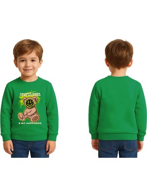 Sedirli Unisex Ayıcık Bear Baskılı Çocuk Swaetshirt 3 Iplik Şardonlu