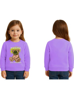 Sedirli Unisex Ayıcık Bear Baskılı Çocuk Swaetshirt 3 Iplik Şardonlu
