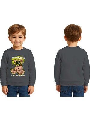 Sedirli Unisex Ayıcık Bear Baskılı Çocuk Swaetshirt 3 Iplik Şardonlu