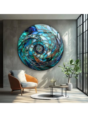 Myphotostation Okyanus Spirali Cam Tablo – Uv Baskılı Temperli Cam Duvar Tablosu, Modern Dekoratif Duvar Dekoru