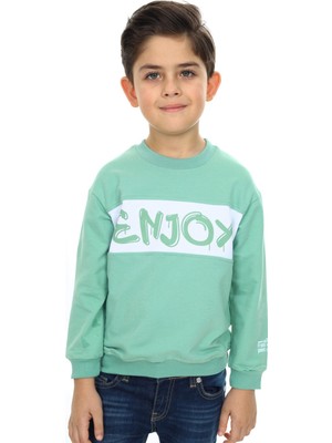 Toontoy Erkek Çocuk Relax Fit Bisiklet Yaka Düşük Omuz Baskılı Sweatshirt