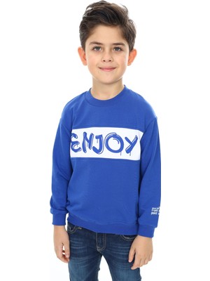Toontoy Erkek Çocuk Relax Fit Bisiklet Yaka Düşük Omuz Baskılı Sweatshirt