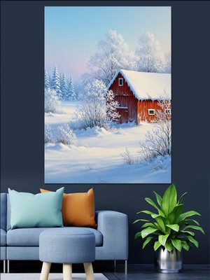 Artmeg Karlı Kış Manzarası Ev Dekoratif Kanvas - Mdf Ahşap Tablo