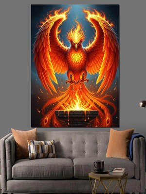 Karizma Tablo Küllerinden Doğan Anka Kuşu Dekoratif Kanvas - Mdf Ahşap Tablo