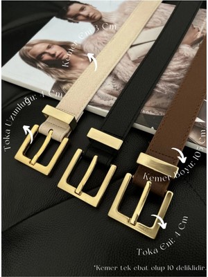 Fiori 3'lü Kare Tokalı Köprülü Kadın Kemeri, Pantolon Kemeri, Ceket Kemeri, Elbise Kemeri