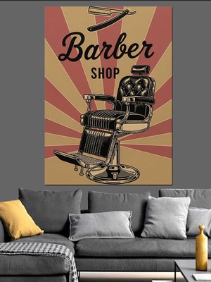 Karizma Tablo Berber Koltuğu Vintage Poster Dekoratif Kanvas - Mdf Ahşap Tablo