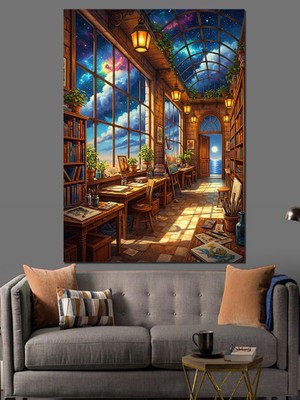 Karizma Tablo Pencerede Oturan Zürafa Resmi Dekoratif Kanvas - Mdf Ahşap Tablo