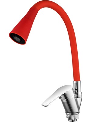 Mivexa Outdoor Outlet Oynar Başlıklı Çelik Spiral Üzeri Silikon Kaplama Musluk Başlığı Kobra Fonksiyonlu Musluk - Kırmızı
