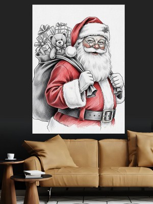Artmeg Noel Baba Hediye Çuvalı Dekoratif Kanvas - Mdf Ahşap Tablo