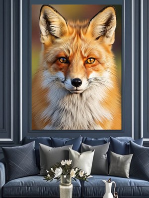Artmeg Turuncu Tilki Portre Çizimi Dekoratif Kanvas - Mdf Ahşap Tablo