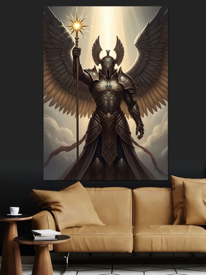 Artmeg Savaşçı Melek Fantastik Resim Dekoratif Kanvas - Mdf Ahşap Tablo