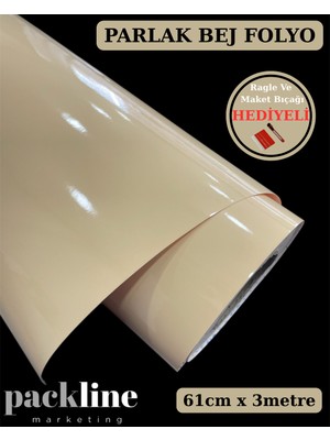 Packline Marketing Parlak Bej Mobilya Dolap Kaplama Folyosu 61 cm x 3 Metre