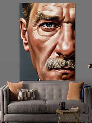 Karizma Tablo Mustafa Kemal Atatürk Portresi Dekoratif Kanvas - Mdf Ahşap Tablo