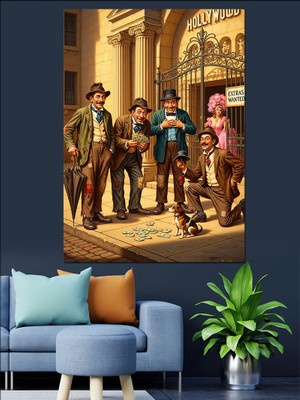 Karizma Tablo Sokakta Sohbet Eden Adamlar Dekoratif Kanvas - Mdf Ahşap Tablo