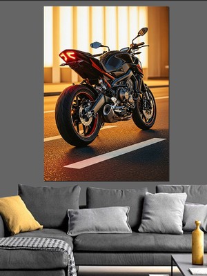 Tablomega Spor Motosiklet Arka Görünüm Dekoratif Kanvas - Mdf Ahşap Tablo