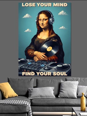 Karizma Tablo Kulaklıklı Mona Lisa Dj Dekoratif Kanvas - Mdf Ahşap Tablo