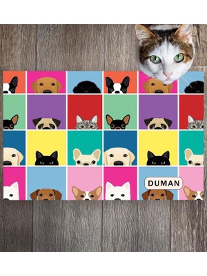 Monnhein Pet Mat – Kişiselleştirilebilir Kaymaz Mama Altlığı, 50X35 cm