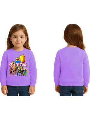 Sedirli Unisex Roblox Baskılı Çocuk Swaetshirt 3 Iplik Şardonlu