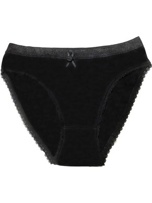Çamaşır Kenti Şahinler Kadın Için Dantel Kenarlı Siyah Renk Bikini Külot B223