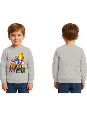 Sedirli Unisex Roblox Baskılı Çocuk Swaetshirt 3 Iplik Şardonlu