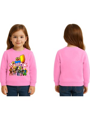 Sedirli Unisex Roblox Baskılı Çocuk Swaetshirt 3 Iplik Şardonlu