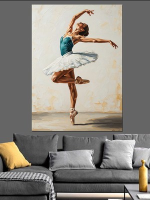 Tablomega Dans Eden Balerin Resmi Dekoratif Kanvas - Mdf Ahşap Tablo