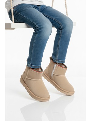 Cool Bej Süet Içi Kürklü Soğuğa Dirençli Kız Çocuk Bot Ugy F